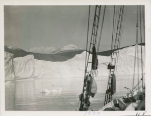 Image of Bowdoin's Bow against Iceberg